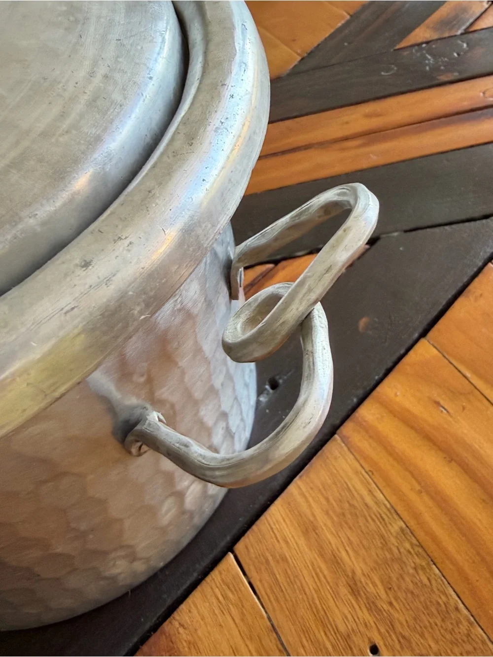 Vintage Hammered and Hand Forged Metal Ice Bucket - Silver